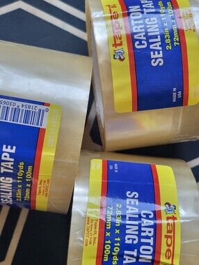 3 ROLLS OF Carton Sealing Tape - Yellow/Blue